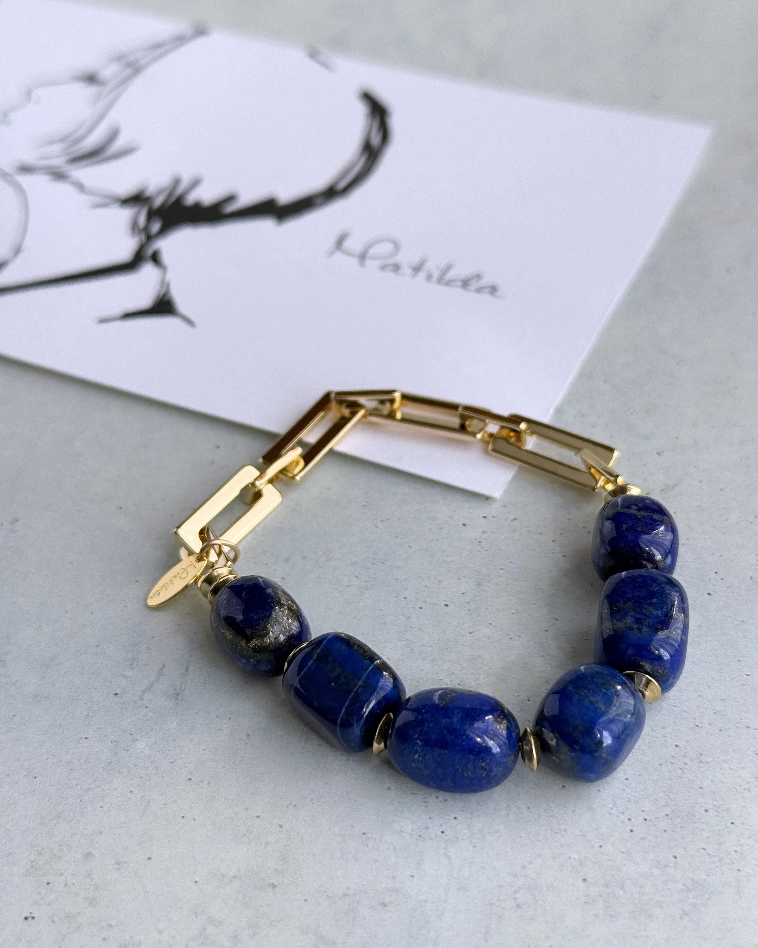 Chain & stone bracelet(ラピスラズリ)