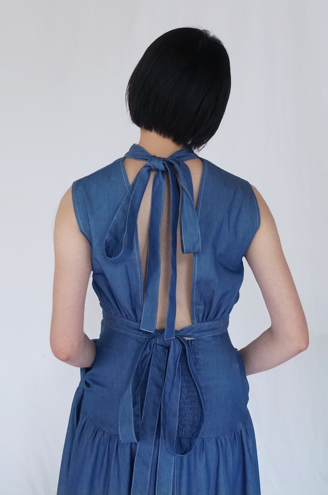 IAPETUS BACK BOW TIE DRESS / Denim