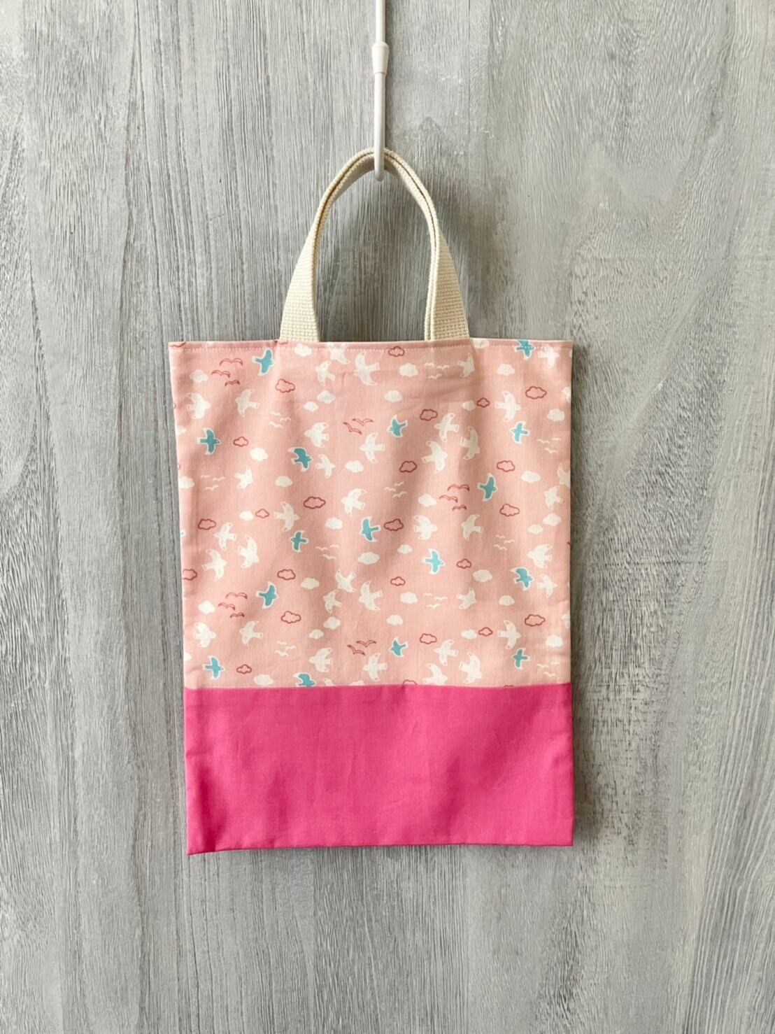 上履き入れ はと柄 ピンク