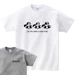 三つ子のパグ 海水浴 Tシャツ dog86 海 夏休み 犬 ブヒ ゆるい 手描きイラスト パグ 犬好き 犬服