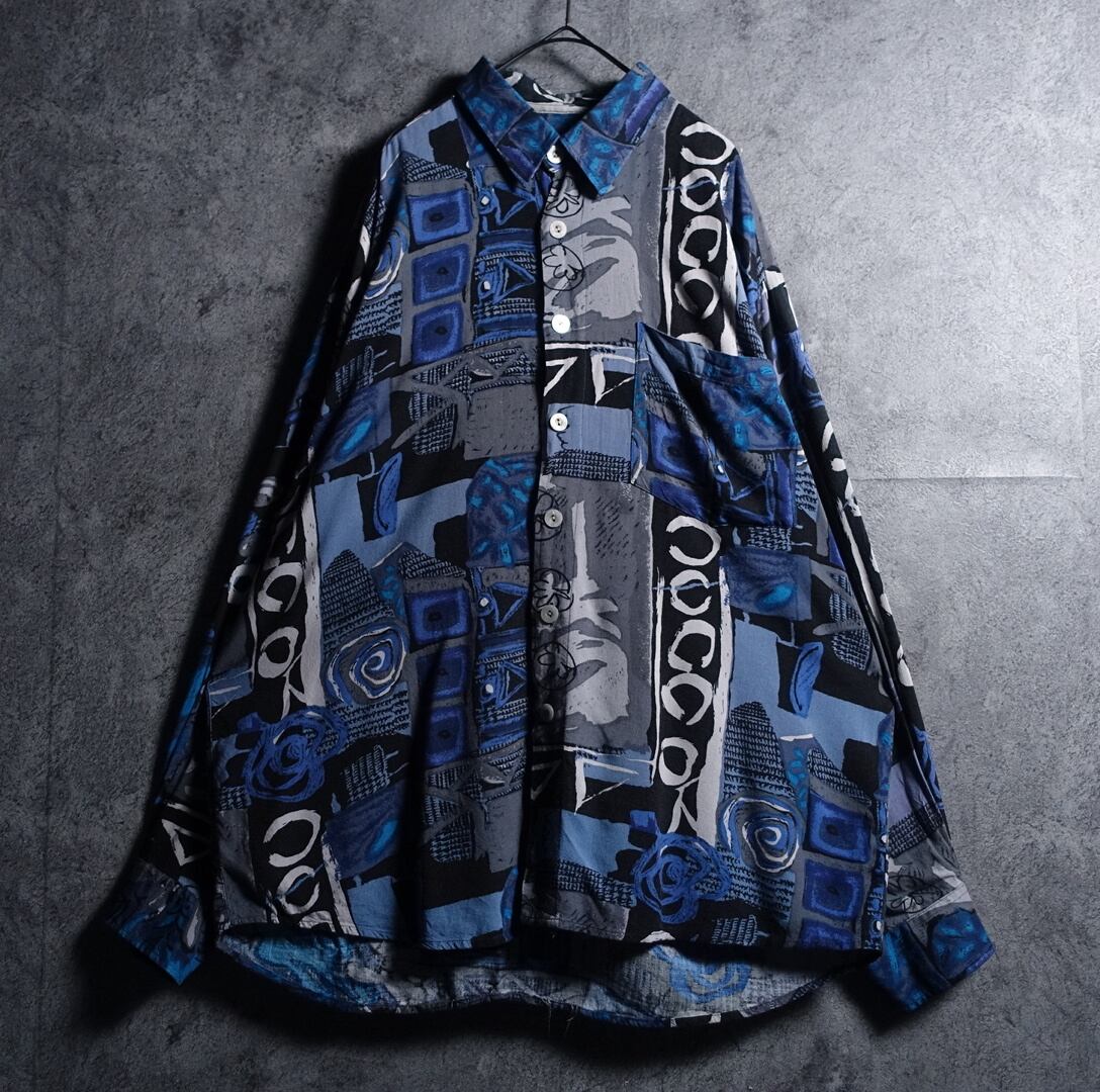 EURO Multicolor Abstract Artistic Design Viscose Shirt