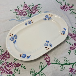 東ドイツ 青の小花柄 楕円形 プレート 皿