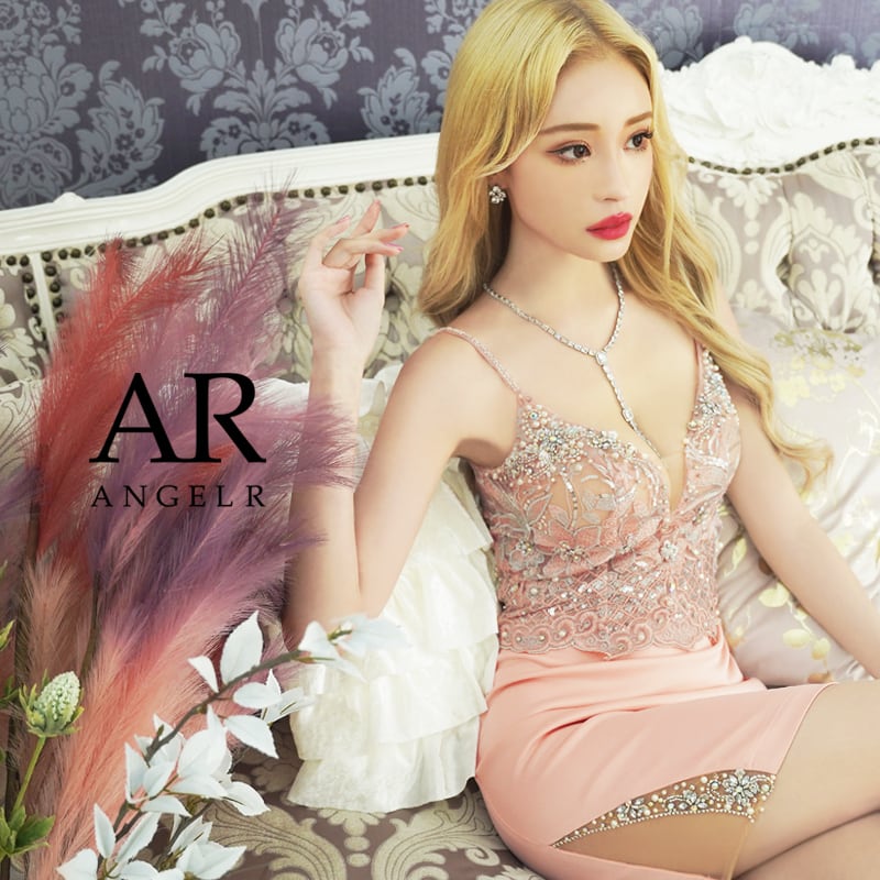 アッパーフラワーレースパールビジューキャミソールタイトミニドレス  