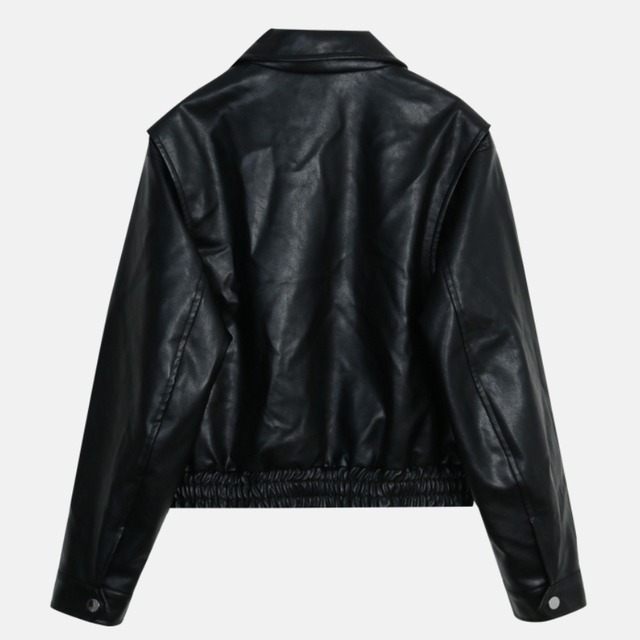 zip-up leather jacket J00081