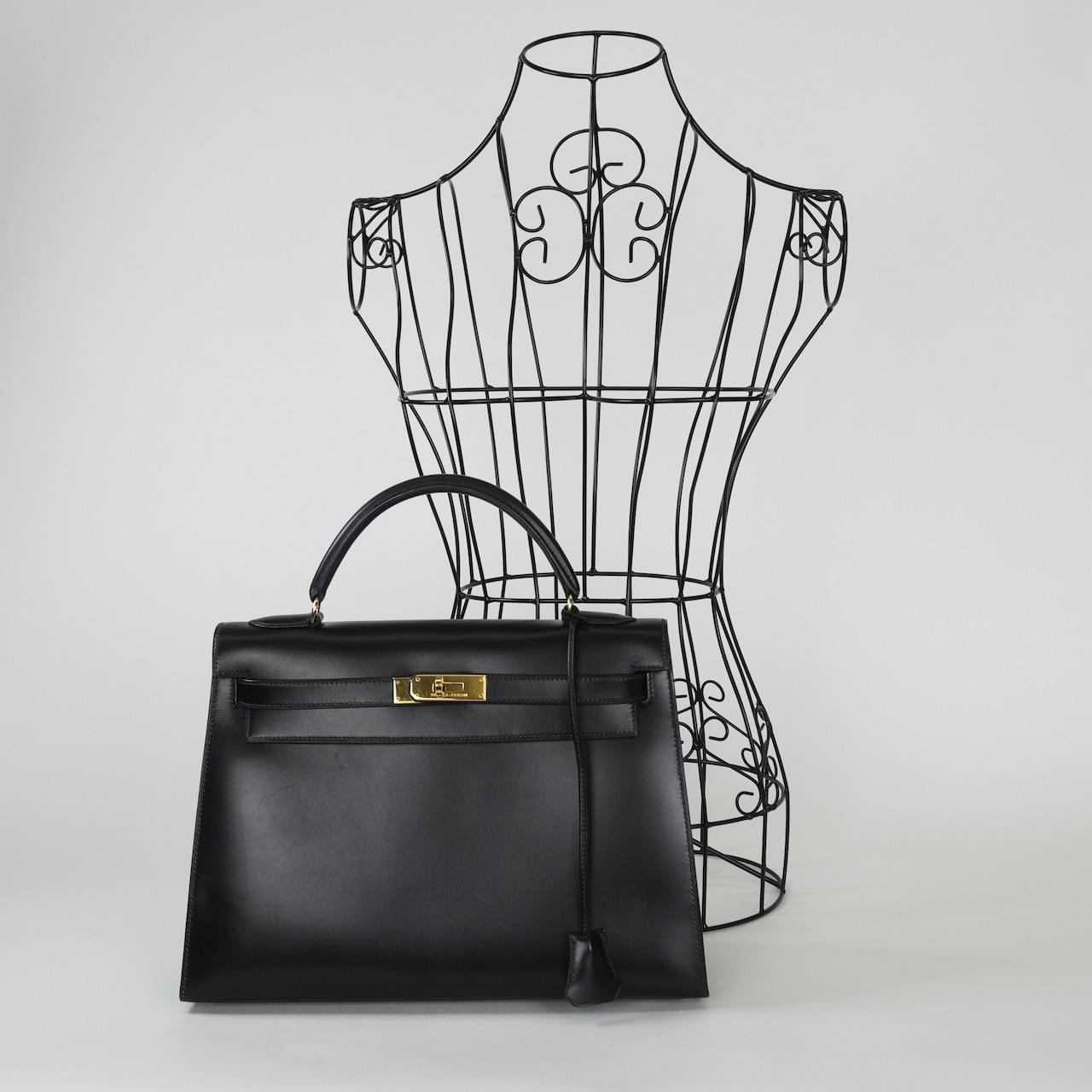 Hermès エルメス ケリー 32 セリエ ボックスカーフ 2wayバッグ ハンドバッグ ゴールド金具 ○X:1994年