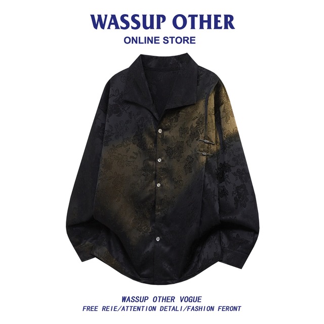 【WSシリーズ】★チャイナ風トップス★ 2color シャツ 長袖シャツ ユニセックス メンズ 大きいサイズ 金属ボタン 黒 白
