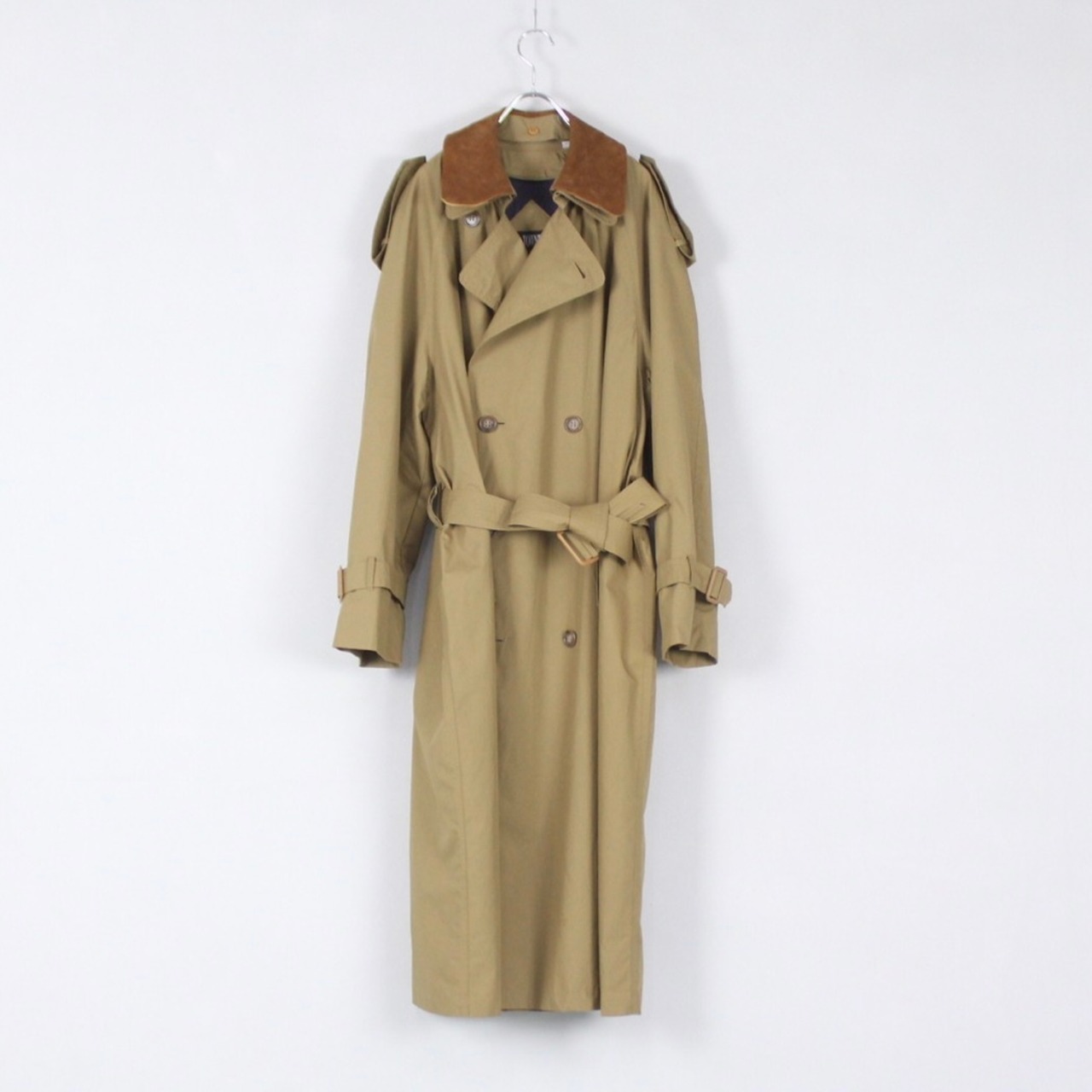 TOWNE LONDON FOG 襟レザー切替ダブルトレンチコート 着脱可ライナー 