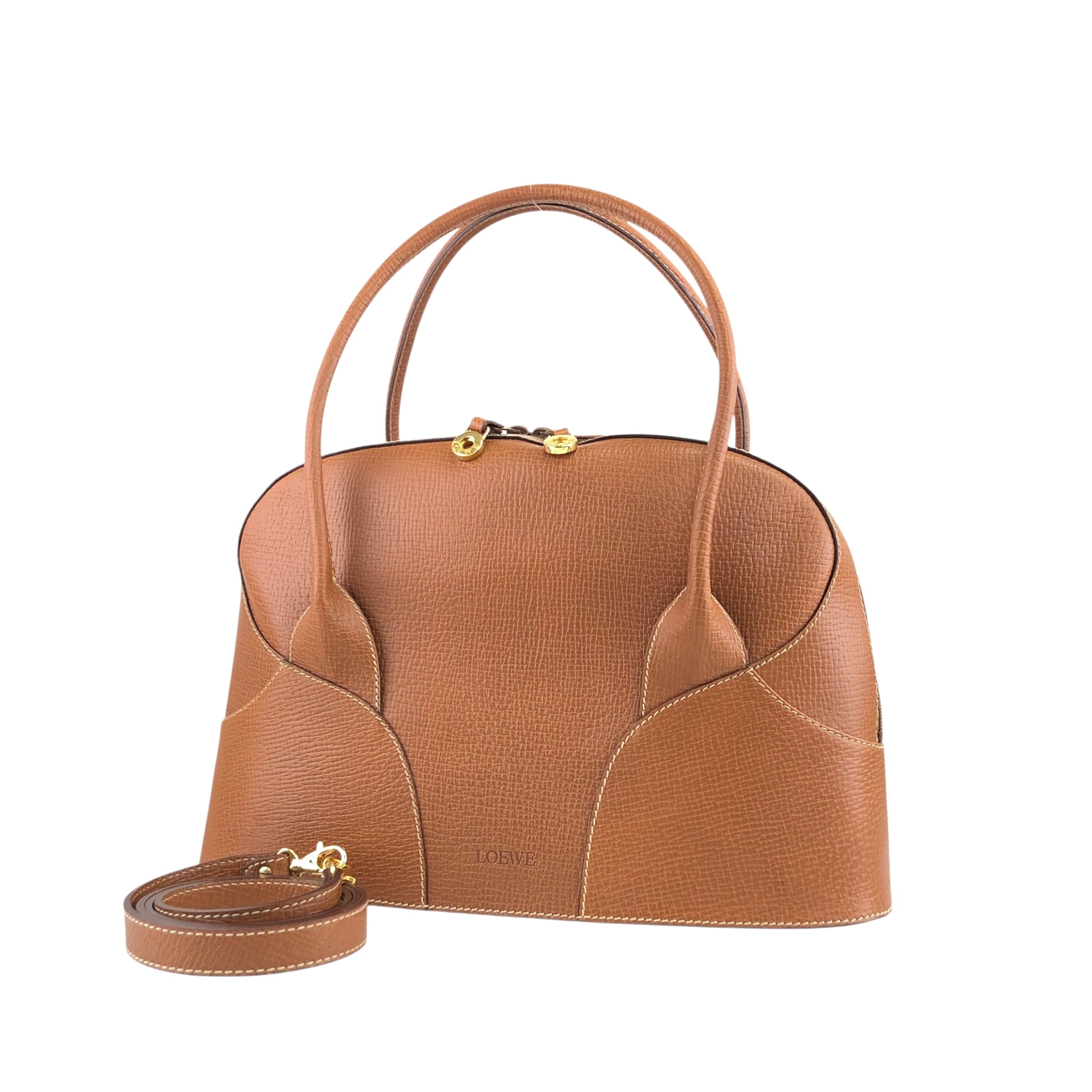 LOEWE レザー ハンドバッグ キャメルブラウン LOEWE レザー ハンドバッグ キャメルブラウン