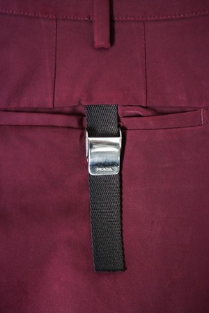 90's "PRADA" Polyester Spandex Turn-up Slacks Made in ITALY