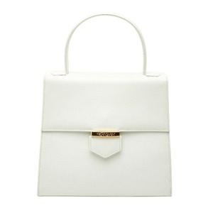 サンローラン ロゴ ハンドバッグ ホワイト ゴールド金具 レザー レディース SAINT LAURENT 【中古】