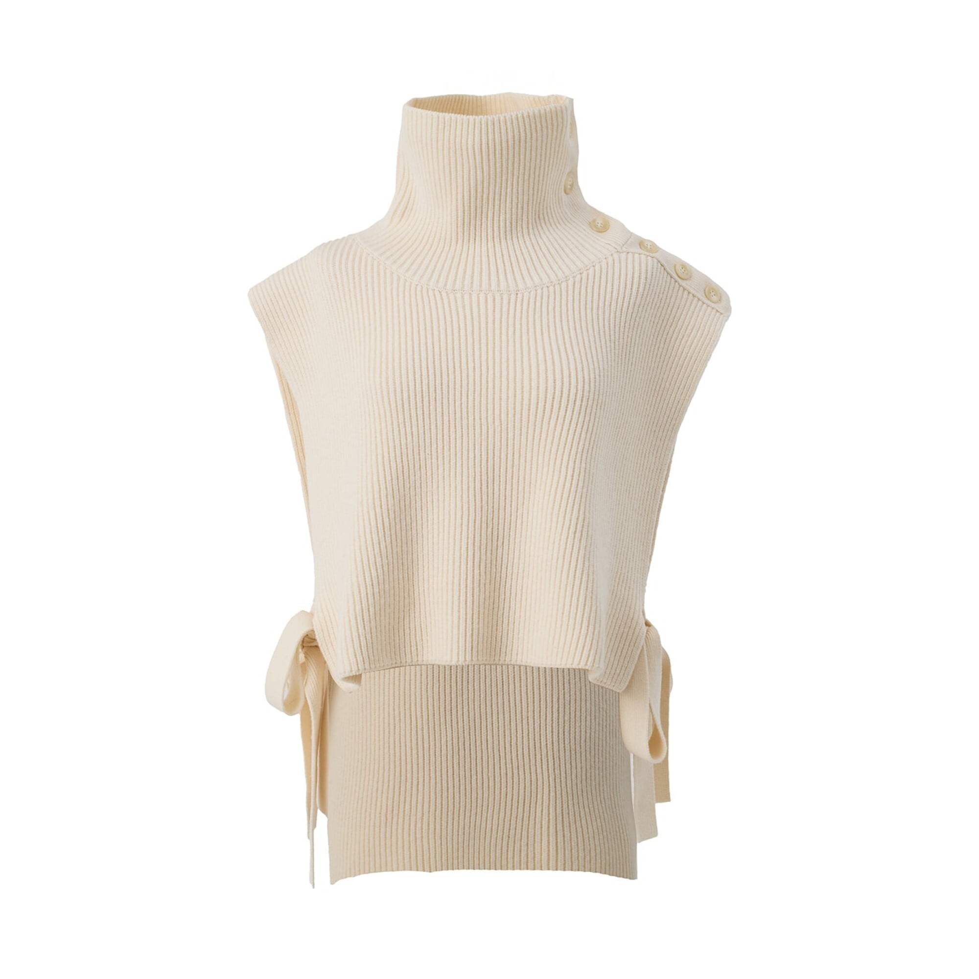 ノースリーブボタンダウンニット charre ホワイト | Cygne 