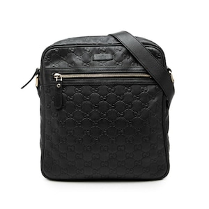 グッチ グッチシマ 斜め掛け ショルダーバッグ 201448 ブラック レザー レディース GUCCI 中古