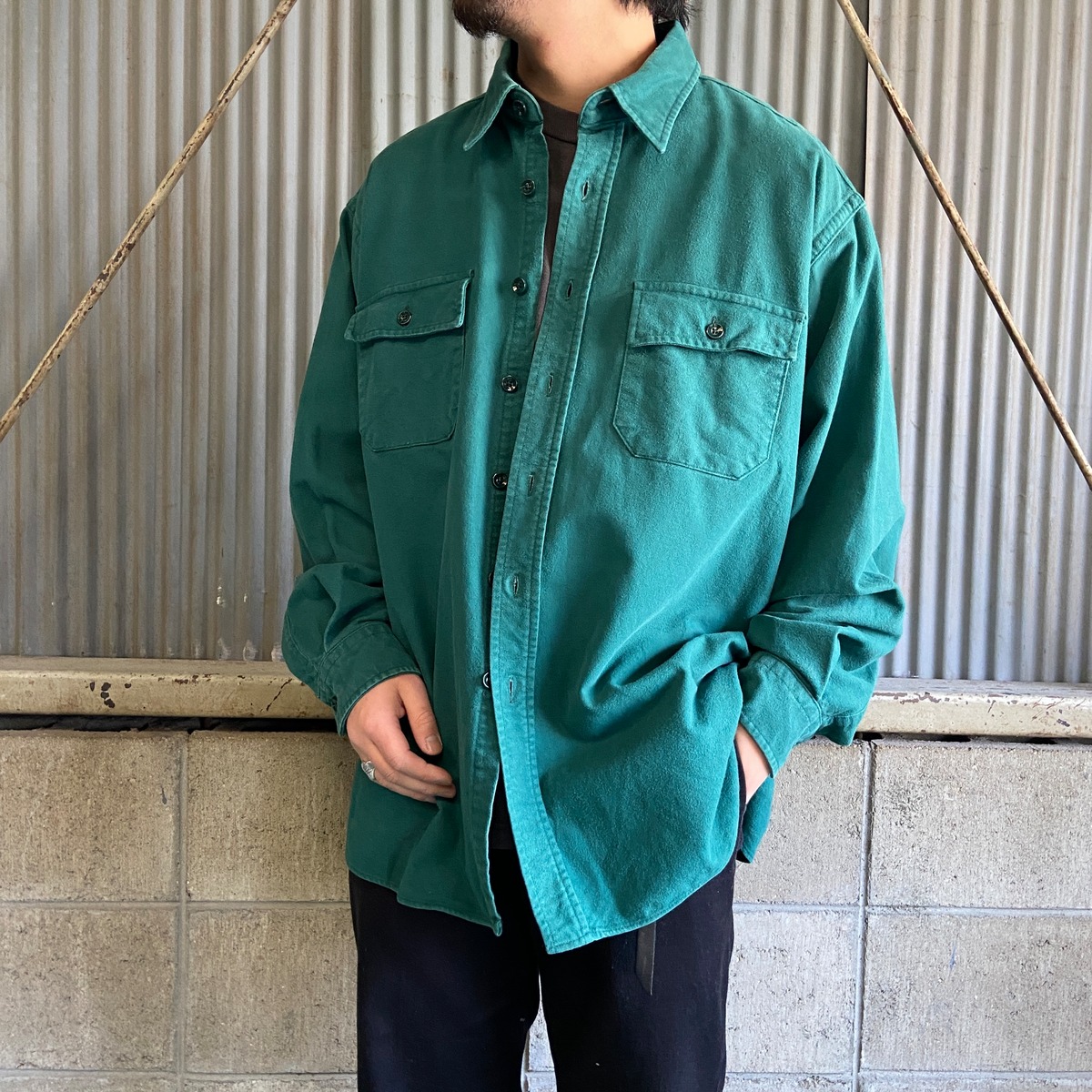 80年代 USA製 L.L.Bean エルエルビーン シャモアクロスシャツ 長袖 