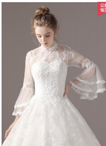 美品！ ウエディングドレス ホワイト 贅沢な小花総レース ロング