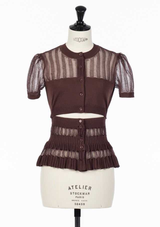 【26SS】FETICO フェティコ / シアーニットカーディガン 半袖 / CONVERTIBLE SHEER STRIPE KNIT CARDIGAN