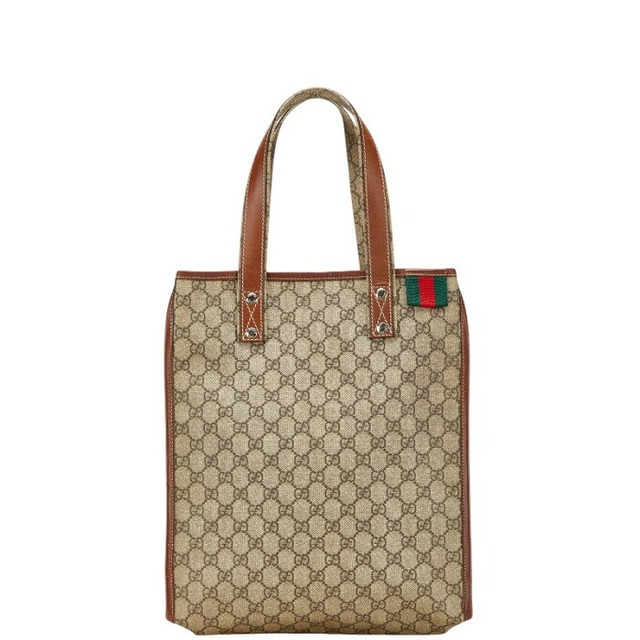 グッチ GGスプリーム トートバッグ 211135 ベージュ ブラウン PVC レザー レディース GUCCI 【中古】