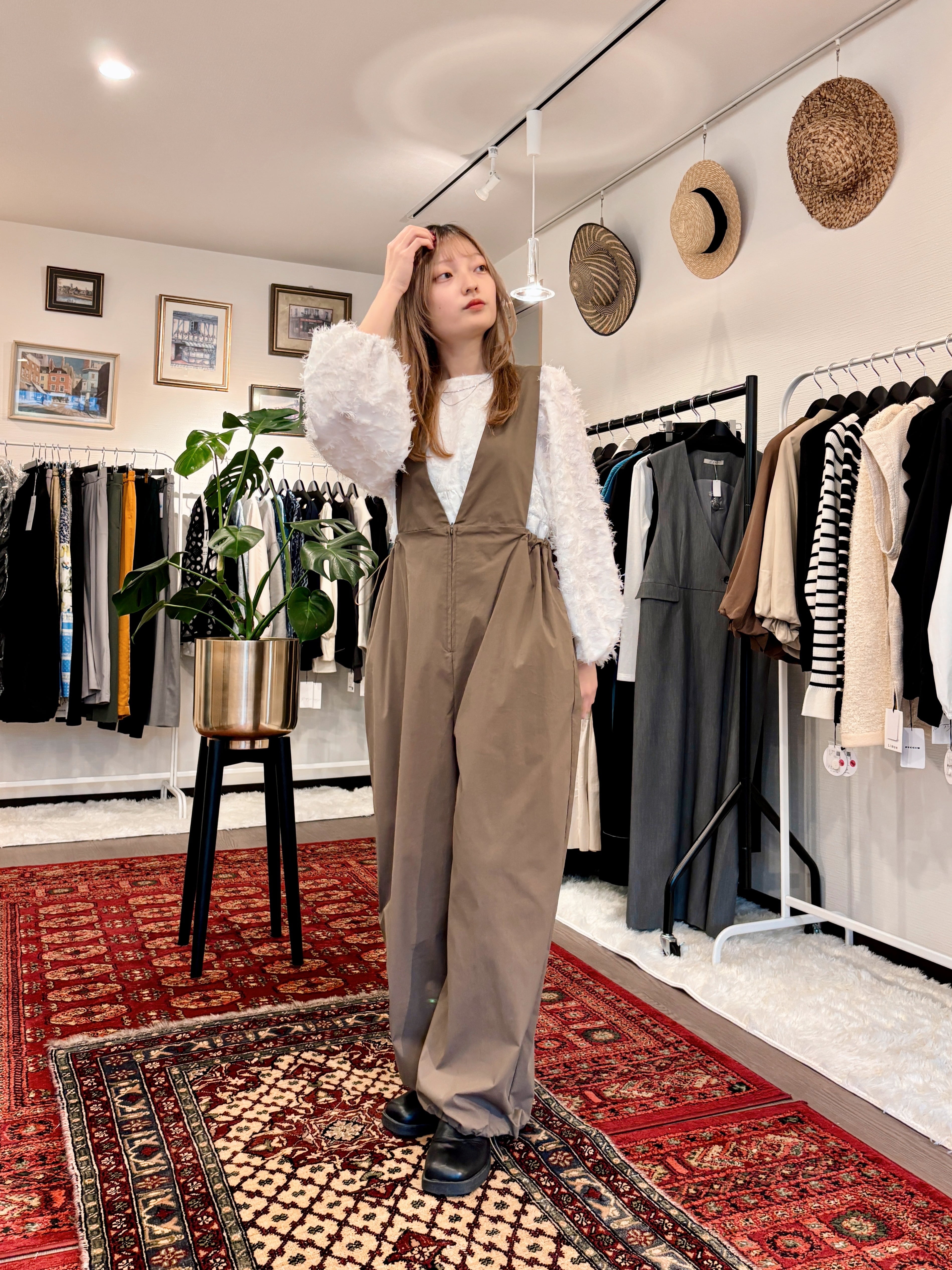 【2月末まで限定】andrea&co Wポケットドロストオールインワン ドロストVネックオールインワン | at okinawa