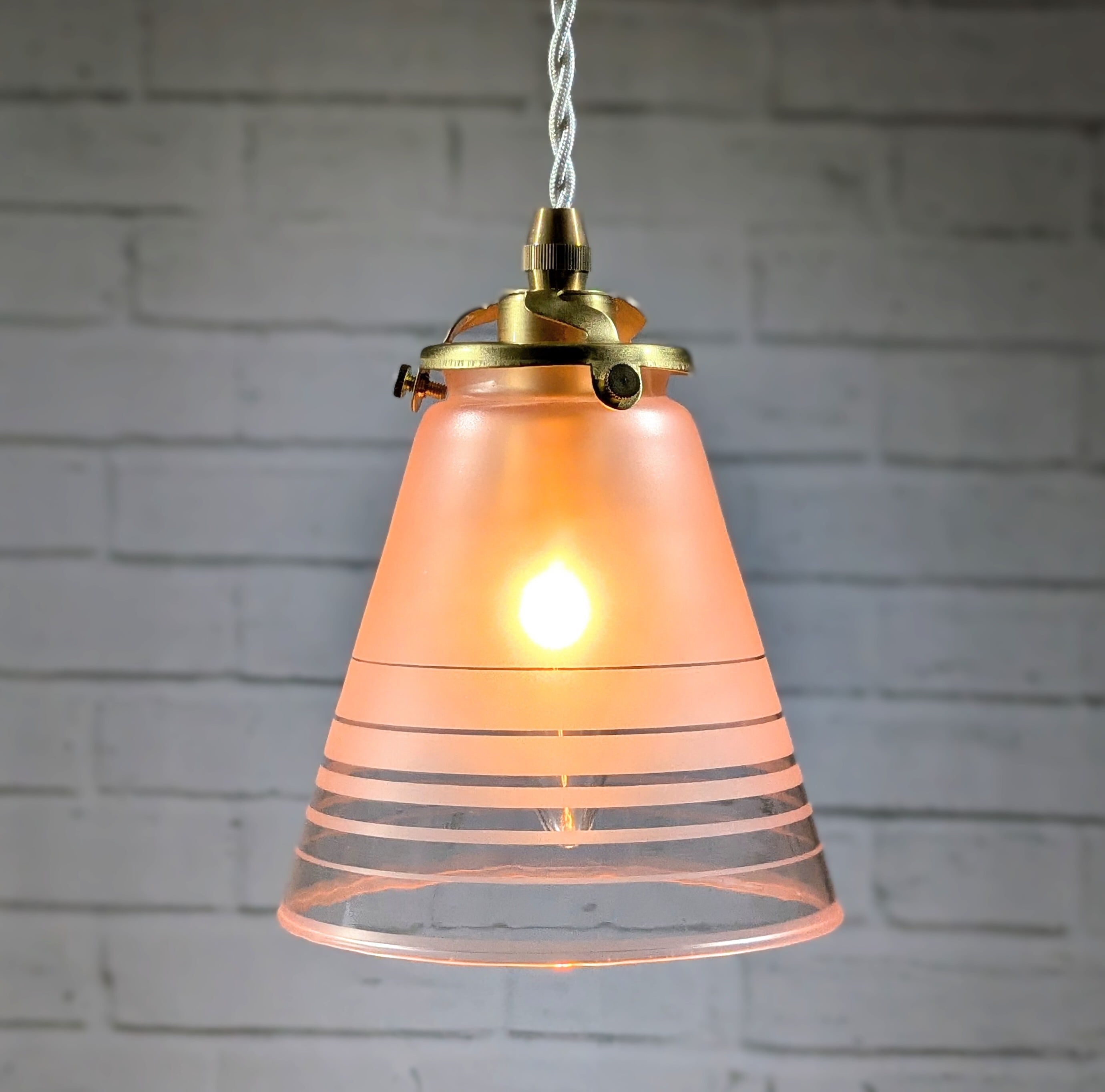 Vianne フランス ヴィンテージ ランプシェード[コーン]クリアレトロ