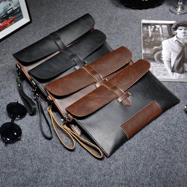 【TR2309】Leather Envelope Clutch Bag