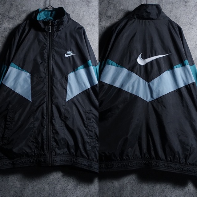 90s “NIKE” Multicolor Logo Embroidered Design  Nylon Track Jacket