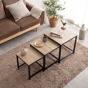 ネストテーブル 木目調 大理石柄