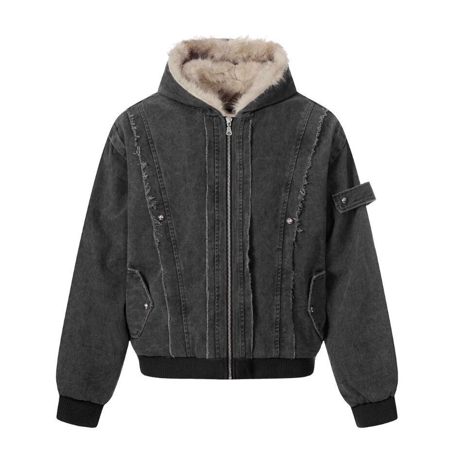 Heavy Deconstructed Fur Hoodie Jacket 0003