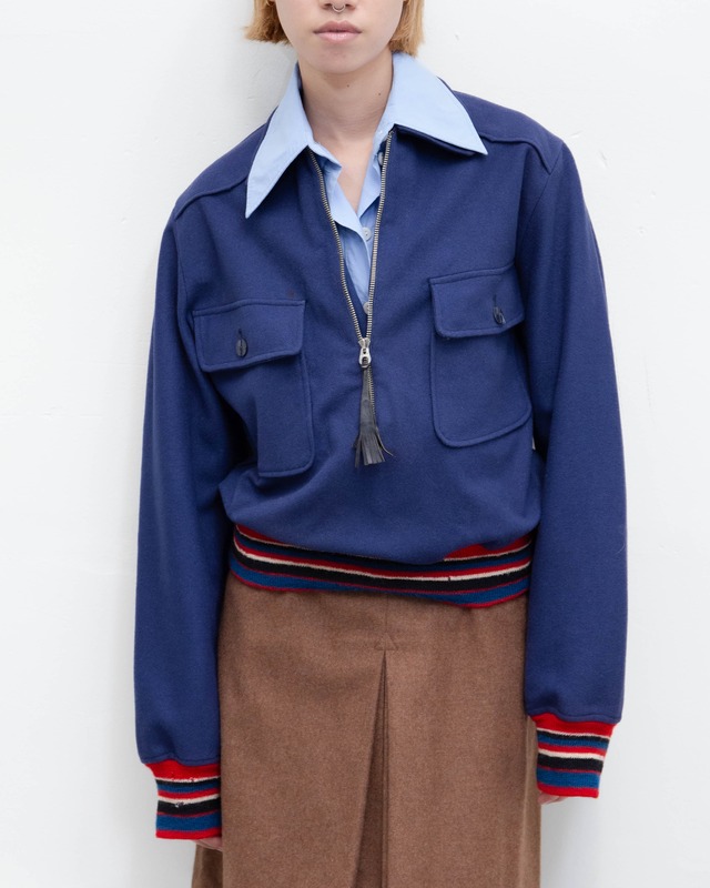 1940-50s half-zip woolen pullover shirt