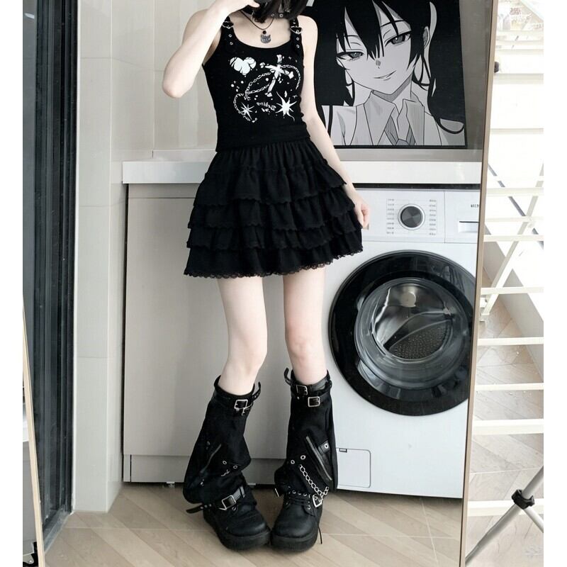 Lace frill short skirt r0026