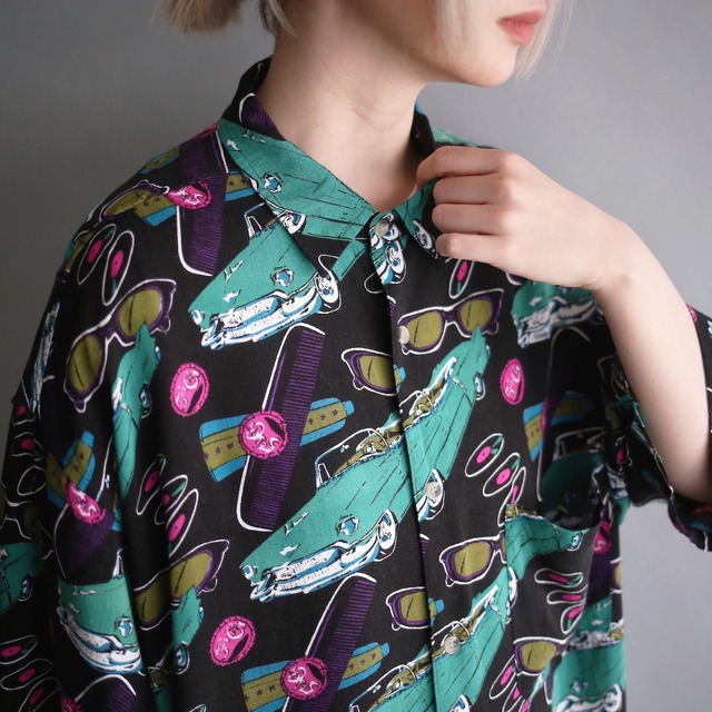 funk retro culture pattern big l/s shirt