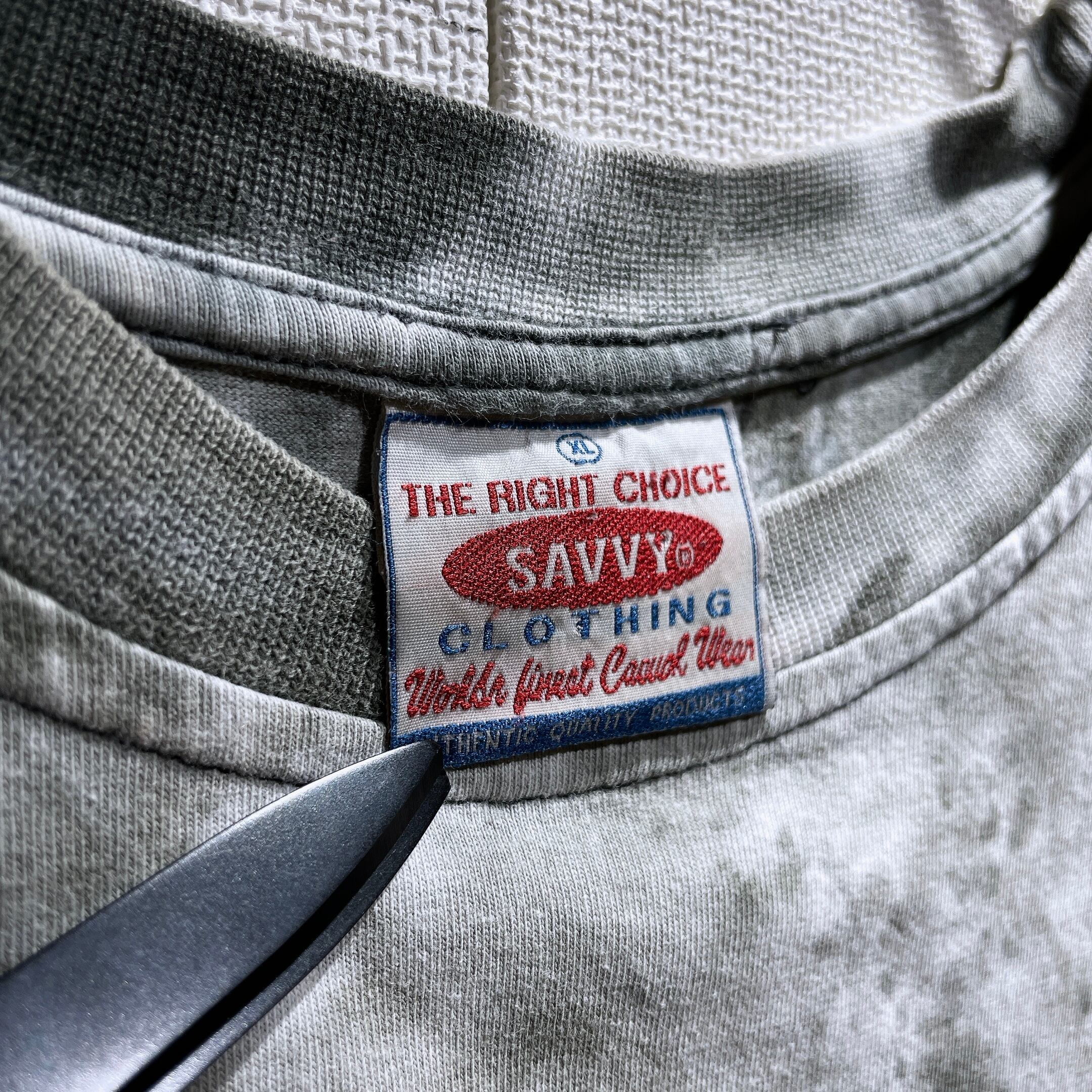 1990s ” Savvy ” Hand dyed logo printed vintage loose SS Tee