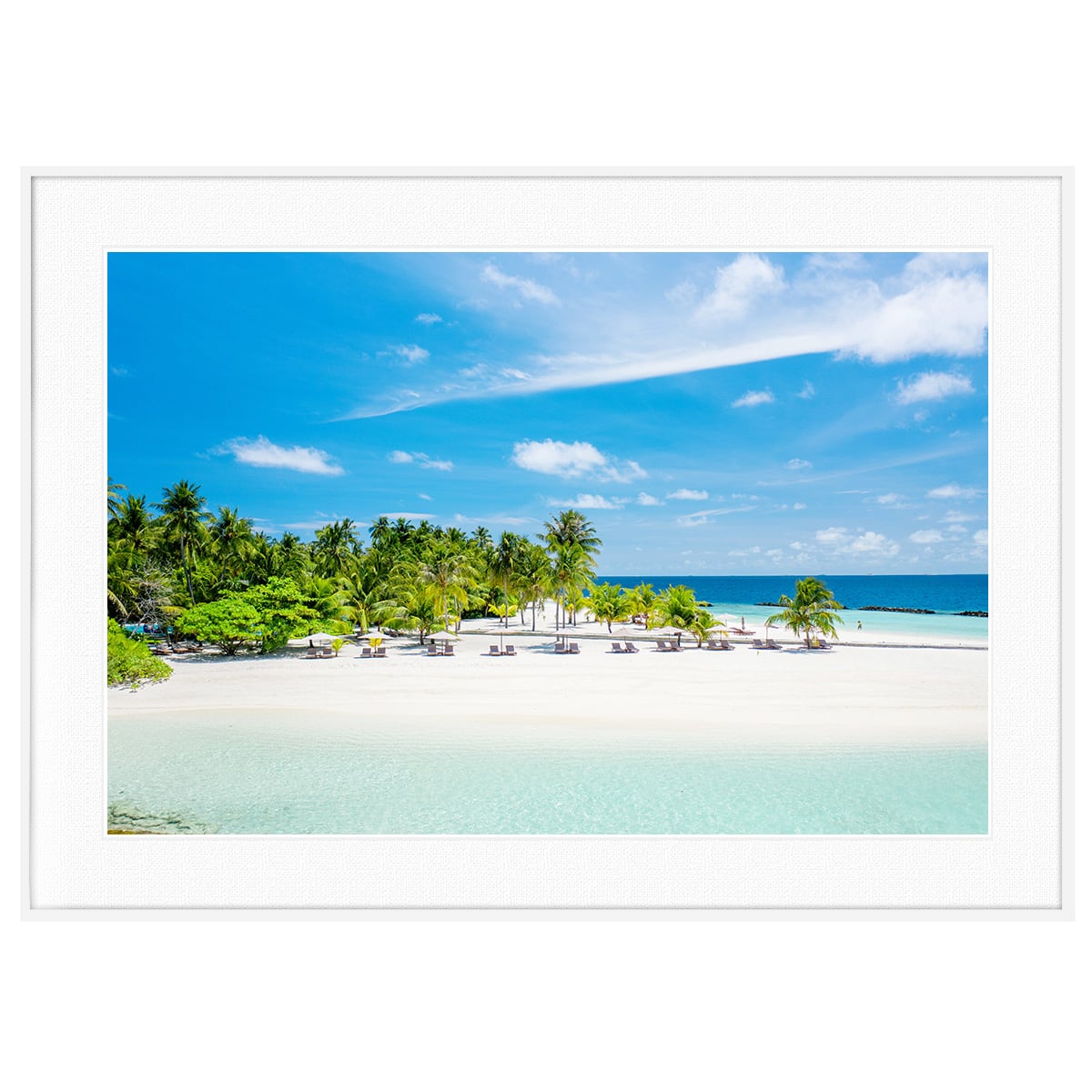 夏写真 モルディブ諸島ディガリ ラー環礁 インテリアアートポスター額装 AS0324