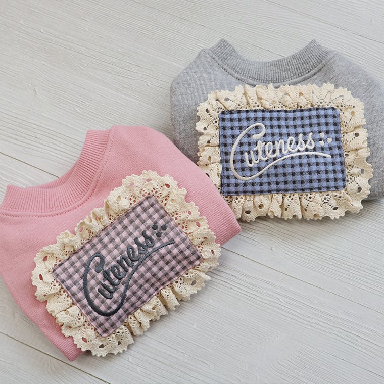 cutie sweatshirt XS ~ 2XL 2color  /  犬服 秋冬 トレーナー Tシャツ 韓国ワンコ服 無地 シンプル お揃い トップス 可愛い 犬の服 小型犬 中型犬