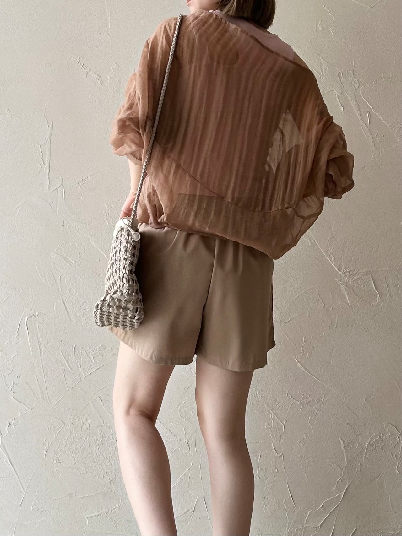 Abstract Sheer Top/ BEIGE - 1