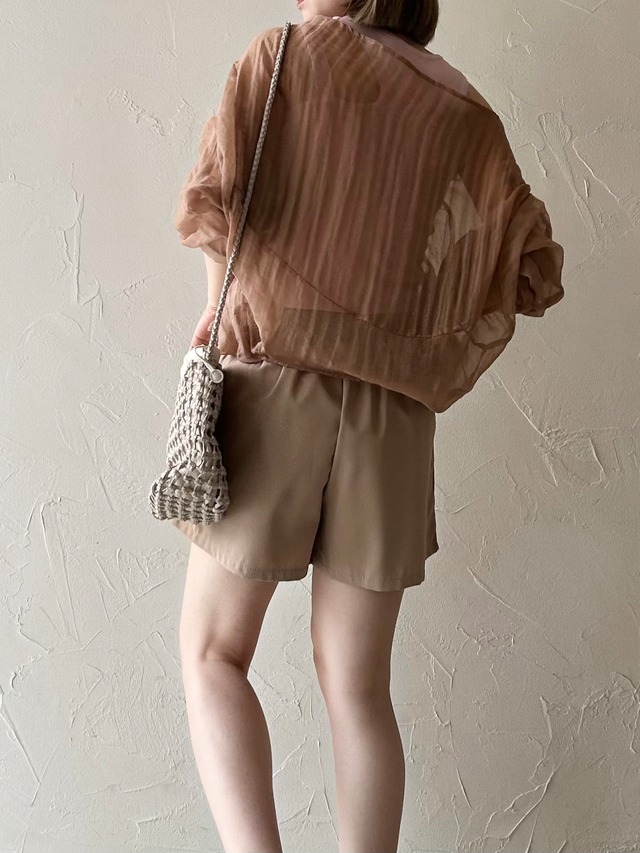 Abstract Sheer Top/ BEIGE