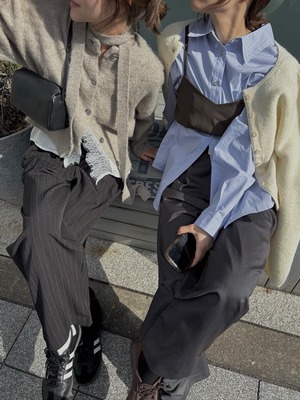 stole set shaggy 2way knit