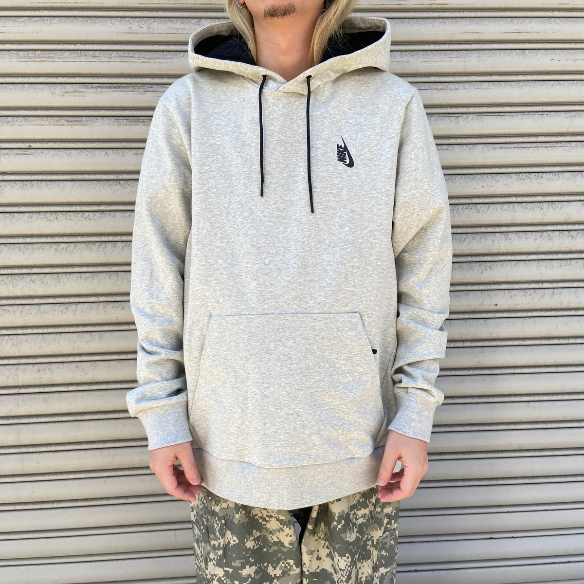 NIKE NikeLab ワンポイントロゴスウェットパーカー フーディ 鼠色 L 