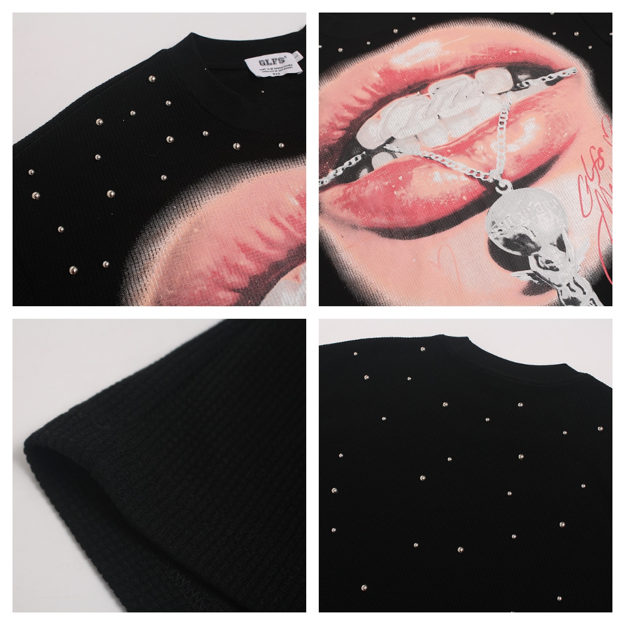 VINTAGE ストリート 唇ワッフル Tシャツ T2126