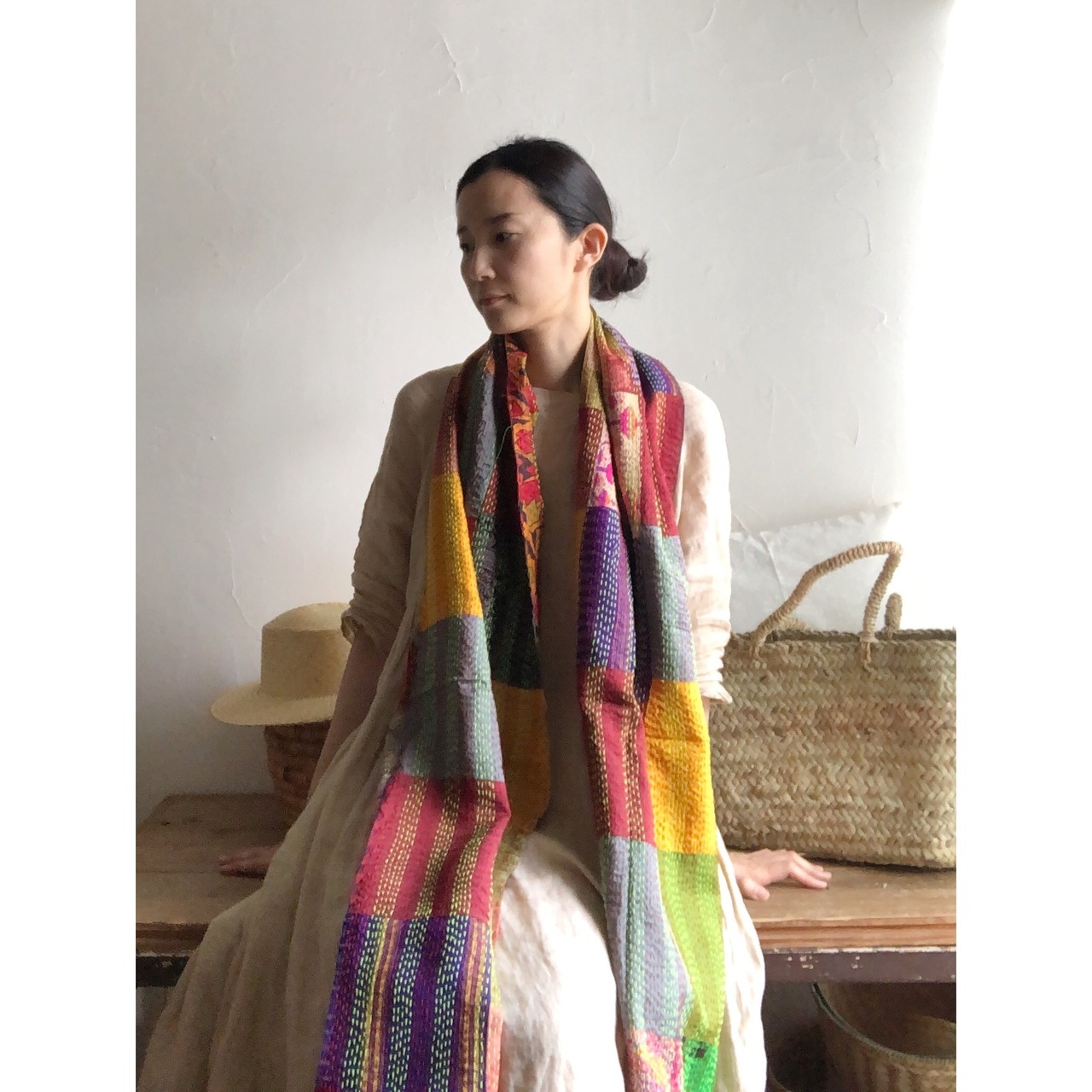 リサイクルサリーのカンタショール パッチワーク小06 インドの手仕事布 Mulaセレクト