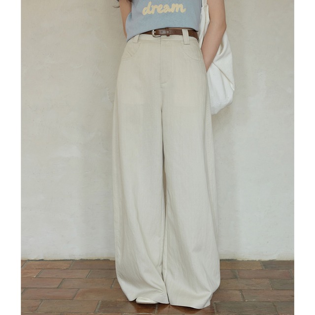 linen blend wide straight pants
