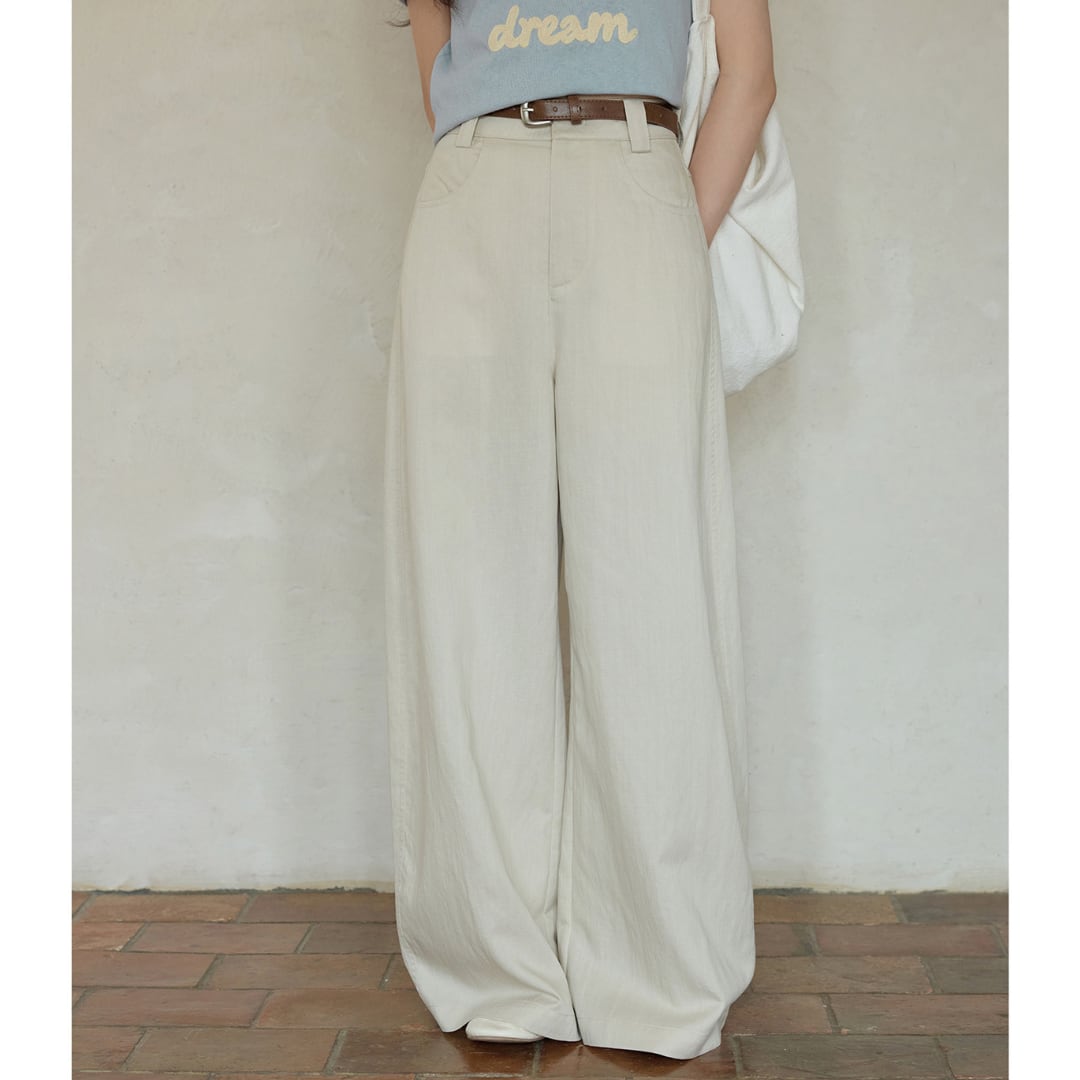 linen blend wide straight pants