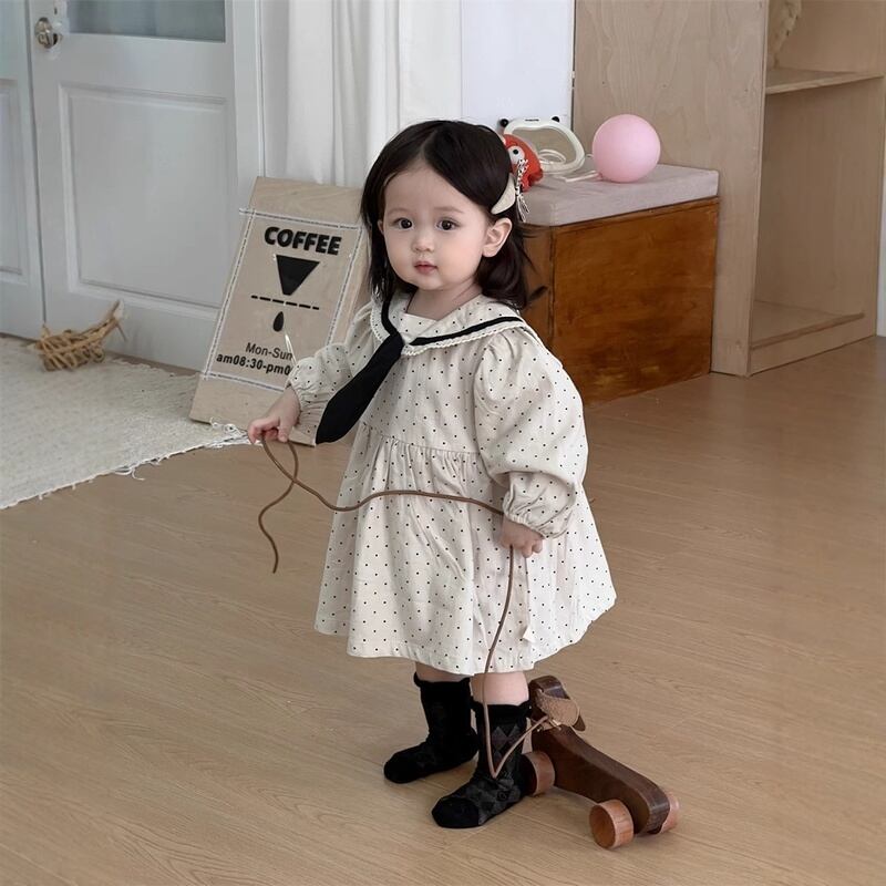 【BABY】韓国風ドット柄ワンピース