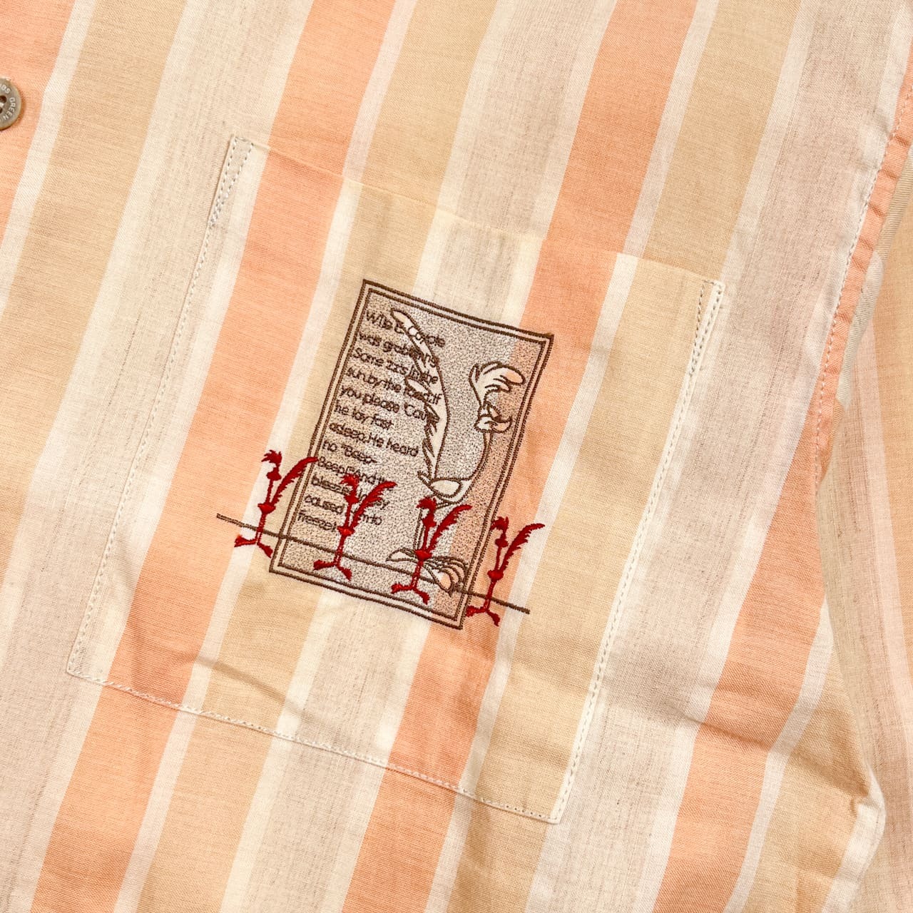 リネン混 GREEN CLUBS グリーンクラブ ワーナー ロードランナー ストライプ BD ボタンダウン 長袖シャツ 4/オレンジ系 メンズ