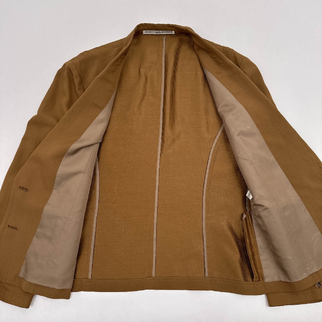 シルク100%◆Mademoiselle NON NON SPORTS マドモアゼルノンノン テーラードジャケット 薄手 Mサイズ/ブラウン系/レディース パパス