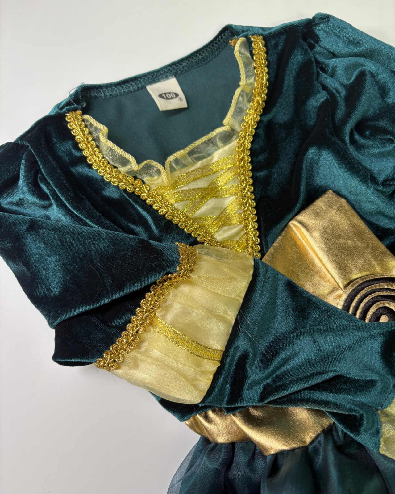 100/140のみ【即納】長袖ワンピースドレス グリーン [ プリンセスドレス ハロウィン 仮装 メリダ風 ]