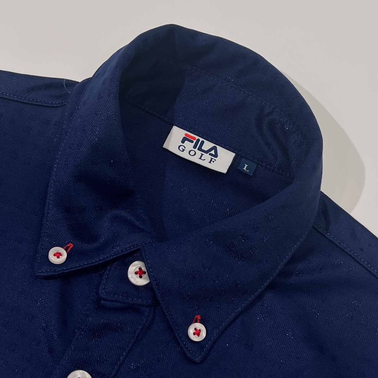 FILA GOLF フィラ ゴルフ デコ BD ボタンダウン 半袖 ポロシャツ L/ネイビー メンズ