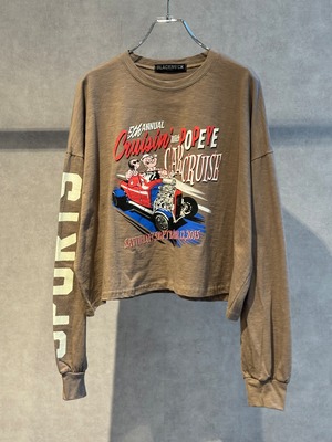 logo sleeve cropped long T-shirt