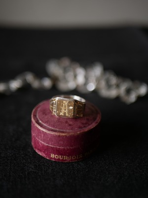 シグネットリング　純銀,K18  シェヴァリエ　フランスアンティーク　アンティークリング