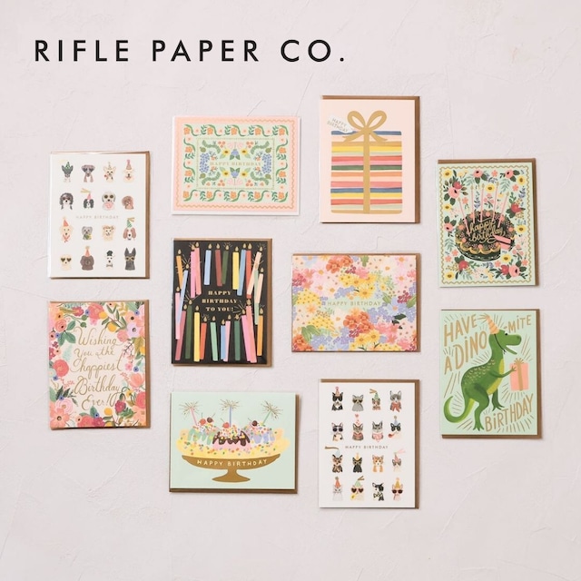 ライフルペーパー RIFLE PAPER CO. バースデーカード メッセージカード ハガキサイズ 大人 おしゃれ 猫 犬 花 アメリカ 誕生日 お祝い プレゼント ギフト サプライズ 14×10.8cm GCB0/GCB1 Fi001
