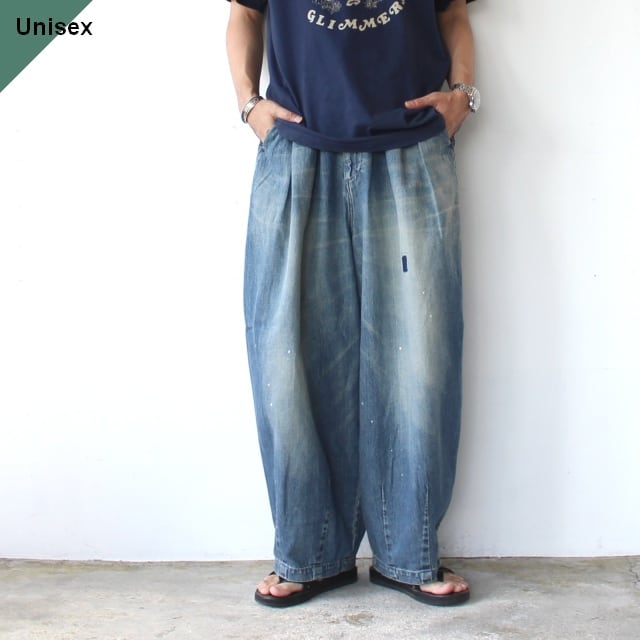 HARVESTY リメイクデニムサーカスパンツ Remake-Denim Circus Pants (Remake Blue)