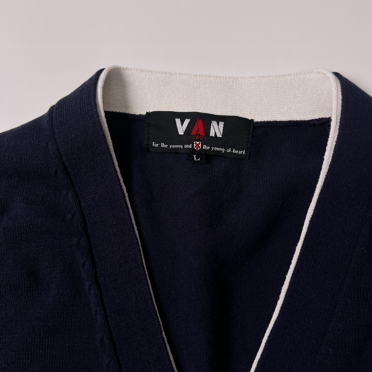 VAN JAC ヴァンヂャケット コットンニット カーディガン L/ネイビー